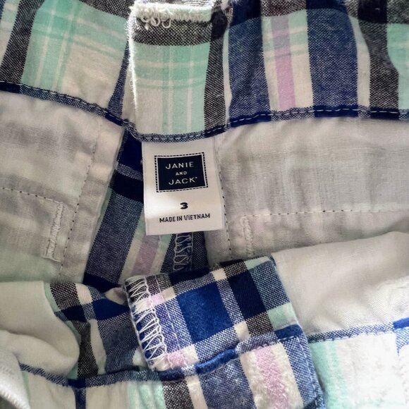 Janie and Jack 3T Boys' Summer Bundle – 2 Plaid Shorts + Seersucker Swim Trunks - Picture 4 of 4